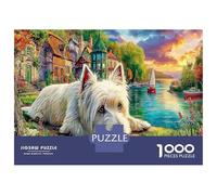Perro Junto al Arroyo del Pueblo Puzzle De 1000 Piezas, Juego Educativo, Desafío, para Adultos Y Niños Mayores De 12 Años Un Rompecabezas Desafiante-Obra De Arte, Habilidad Cognitiva 70x50cm/1000pcs