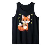 Perro Kawaii Red Fox Forest Comiendo alegremente Camiseta sin Mangas
