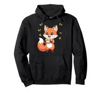 Perro Kawaii Red Fox Forest Comiendo alegremente Sudadera con Capucha