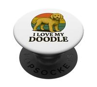 Perro Labradoodle, Estilo Vintage, I Love My Doodle PopSockets PopGrip Adhesivo