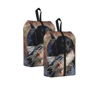 Perro Labrador Cazador de Patos Cachorro Negro Genial Animal， Bolsas de Viaje para Zapatos (Paquete de 2), Bolsas Impermeables para Guardar Zapatos, Organizador de Zapatos para Viajes y hogar.