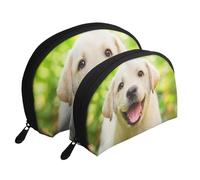 Perro Labrador Retriever Cachorro, Bolsa de Maquillaje de Concha, Monedero pequeño para Mujer, Bolsa de artículos de tocador, Bolsa de cosméticos, 2 Piezas