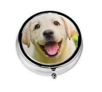 Perro Labrador Retriever Cachorro, Pastillero, Pastillero redondo Pequeño contenedor de pastillas Organizador de pastillas de viaje