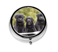 Perro Labrador Retriever. Este pequeño pastillero redondo de viaje de tres compartimentos es perfecto para almacenar medicamentos diarios, vitaminas y sobre la marcha.