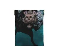 Perro Labrador Retriever Negro Nadando, Squeeze Top Wallet Bolsa de Almacenamiento para Mujer Monedero pequeño Bolsa de Cambio