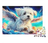 Perro Lindo 1000 Piezas Puzzle para Adultos Colorido, Cachorro Ángel Divertido Desafiante y Estimulante 1000 Piezas Puzzle para Adultos 100% Cartón Reciclado 38x26cm/1000pz