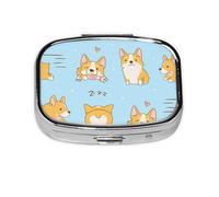 Perro Lindo Corgi Kawaii, Pastillero cuadrado para bolsillo o monedero, pequeño contenedor de pastillas, organizador de pastillas de viaje