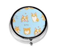 Perro Lindo Corgi Kawaii, Pastillero, Pastillero redondo Pequeño contenedor de pastillas Organizador de pastillas de viaje