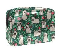 Perro Lindo Pugs Floral Patrón Neceser de Viaje Organizador de cosméticos para Mujeres