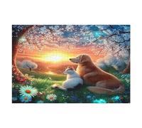 Perro Lindo Puzzle 1000 Piezas Familiar Pasatiempo Mascota Compañía Animales Rompecabezas 3D para Familia Juguete Educativo Construir Maquetas Aliviar Estrés 1000 PCS