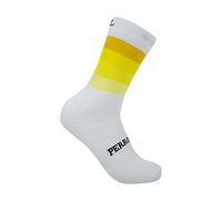PERRO LOCO CLOTHES Calcetines de Ciclismo Edición Limitada. Hechos en España. Calcetines para Bici. (Widow 46 48 Blanco Amarillo)