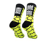 PERRO LOCO CLOTHES Calcetines RUN OR DIE para correr para hombre y mujer. (RUN 43 45 Amarillo)