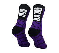 PERRO LOCO CLOTHES Calcetines RUN OR DIE para correr para hombre y mujer. (RUN 43 45 Morado)