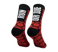 PERRO LOCO CLOTHES Calcetines RUN OR DIE para correr para hombre y mujer. (RUN 46 48 Rojo)