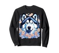 Perro Malamute de Alaska rodeado de nomás olvides Sudadera