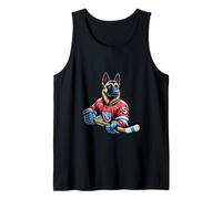 Perro Malinois Juega Al Hockey Sobre Hielo Camiseta sin Mangas