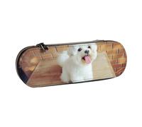 Perro Maltés, Estuche para lápices Estuche para lápices de Cuero de PU Estuche para lápices de Gran Capacidad Estuche para lápices Bolsa de cosméticos