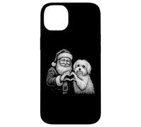 Perro maltés Papá Noel Corazón Forma Navidad Perro Amante Carcasa para iPhone 14 Plus