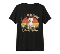 Perro maltés Retro Vintage Día del Padre Divertido Pescador Camiseta Premium
