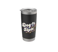 Perro Mamá Vintage Perro Amante De Las Mascotas Mujeres Niñas Perro Mam Vaso térmico de acero inoxidable de doble pared