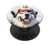 Perro Mastín del Pirineo de Mardi Gras PopSockets PopGrip Adhesivo