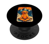 Perro meditando con Puesta de Sol de montaña, Arte de Naturaleza Zen PopSockets PopGrip Adhesivo