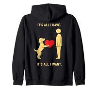 Perro Minimalista Que Ofrece Arte simbólico de Enlace de Mascotas con corazón Sudadera con Capucha