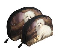 Perro Mono, Bolsa de Maquillaje de Concha, Monedero pequeño para Mujer, Bolsa de artículos de tocador, Bolsa de cosméticos, 2 Piezas