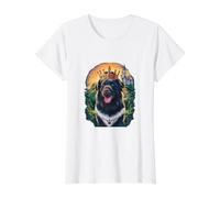 Perro Munsterlander Grande con Corona y Castillo. Camiseta gráfica económica, Mujer, Blanco, XS