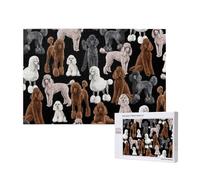 Perro Negro con caniches,Rompecabezas de Madera de 1000 Piezas para Adultos y Adolescentes.
