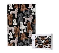 Perro Negro con caniches,Rompecabezas de Madera de 1000 Piezas para Adultos y Adolescentes.