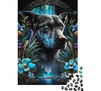 Perro Negro Misterioso Puzzle de 1000 Piezas Papel para Adultos Bosque Tropical Nocturno Relajación Familia Decoración 52x38cm/1000pcs