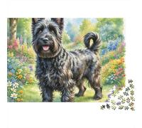 Perro Negro Peludo Puzzle para Adultos Puzzle de 1000 Piezas Puzzle para Toda la Familia Papel Escena de Jardín Relajación Atención Decoración Regalo 38x26cm/1000pcs