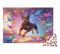 Perro Negro Puzzle de 1000 Piezas Puzzle para Adultos Papel Pájaros Origami Coloridos Relajante Decoración Hogar Concentración Regalo Familia 38x26cm/1000pcs