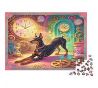 Perro Negro Reloj Steampunk Puzzle de 1000 Piezas Papel para Adultos Relajación Atención Decoración Familiar Regalo 38x26cm/1000pcs
