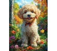 Perro Oso de Peluche entre Flores Puzzle 1000 Piezas Aliviar Estrés Profundo Pintura al óleo de fantasía de animales salvajes Rompecabezas Familiar Para Hombres Y Mujeres Obra De Arte Decorativo Hogar