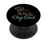Perro Papá Dachshund Gafas Simple Dibujo De Línea PopSockets PopGrip Adhesivo