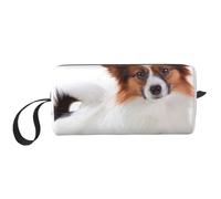 Perro Papillon Esponjoso, Bolsa de Maquillaje Bolsa de cosméticos Bolsa de artículos de tocador de Viaje portátil Bolsa de Maquillaje