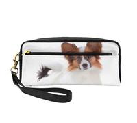 Perro Papillon Esponjoso, Bolsa de Maquillaje Bolsa de cosméticos Bolsa de Aseo de Viaje portátil Estuche de Cuero para Mujeres y niñas