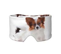 Perro Papillon esponjoso,Máscara para ojos con bloqueo de luz y protección ocular completa para dormir, orejeras y ojos.