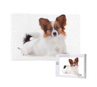 Perro Papillon Esponjoso,Rompecabezas de Madera de 1000 Piezas para Adultos y Adolescentes.