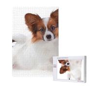 Perro Papillon Esponjoso,Rompecabezas de Madera de 1000 Piezas para Adultos y Adolescentes.