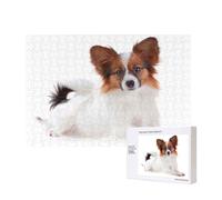 Perro Papillon Esponjoso,Rompecabezas de Madera de 300 Piezas, Juego Familiar, Rompecabezas para Adultos, Adolescentes, decoración del hogar