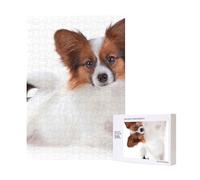 Perro Papillon Esponjoso,Rompecabezas de Madera de 300 Piezas para Adultos y Adolescentes.