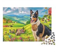 Perro Pastor 1000 Piezas Cartón Reciclado Rompecabezas Completo Familia Desarrollo Cognitivo Regalo Día del Padre Set Regalo Imprescindible 70x50cm/1000pcs
