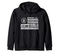 Perro Pastor alemán Bandera Estadounidense patriótica Retro Sudadera con Capucha