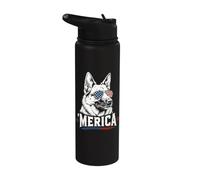 Perro pastor alemán 'Merica Patriótico 4 de julio americano Stainless Steel Insulated Water Bottle