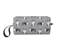 Perro Pastor Australiano Blue Merle Sencillo Gris, Bolsa de Maquillaje Bolsa de cosméticos Bolsa de artículos de tocador de Viaje portátil Bolsa de Maquillaje