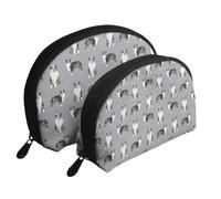 Perro Pastor Australiano Blue Merle Sencillo Gris, Bolsa de Maquillaje de Concha, Monedero pequeño para Mujer, Bolsa de artículos de tocador, Bolsa de cosméticos, 2 Piezas