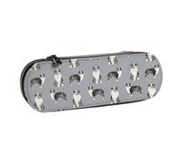 Perro Pastor Australiano Blue Merle Sencillo Gris, Estuche para lápices Estuche para lápices de Cuero de PU Estuche para lápices de Gran Capacidad Estuche para lápices Bolsa de cosméticos